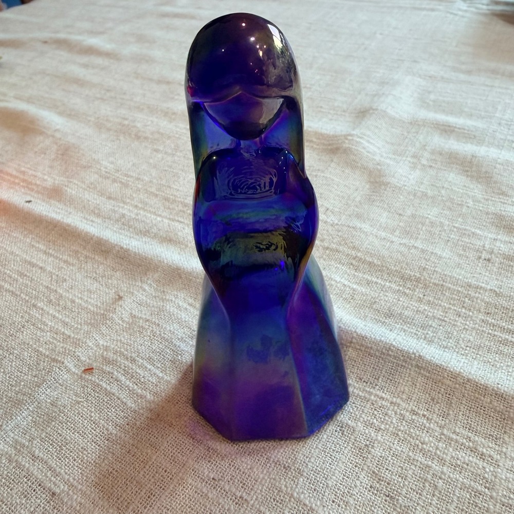 Vintage Mosser Glass Jenny Doll Figurine Carnival Cobalt Blue Hollow Base